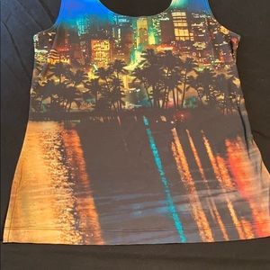 CSC- SKYLINE Beach Palm Tree tank top- sleeveless stretchy